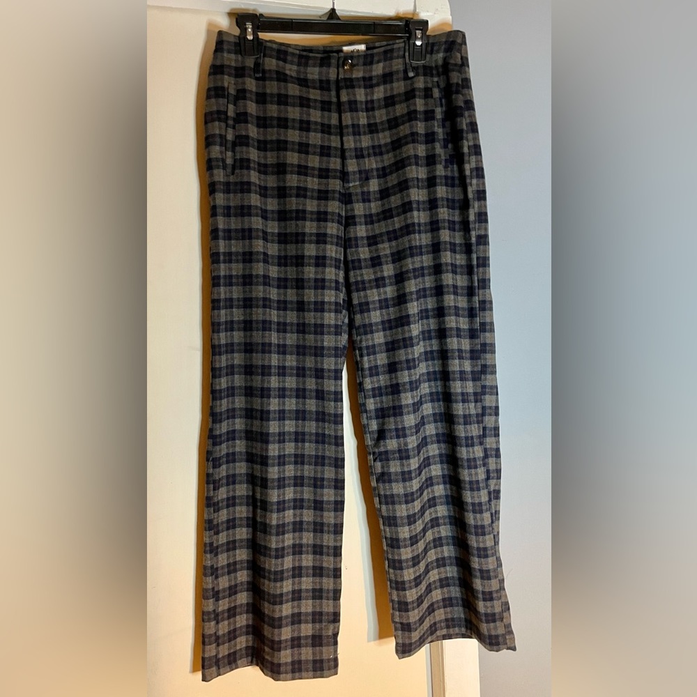 Plaid wide leg pants